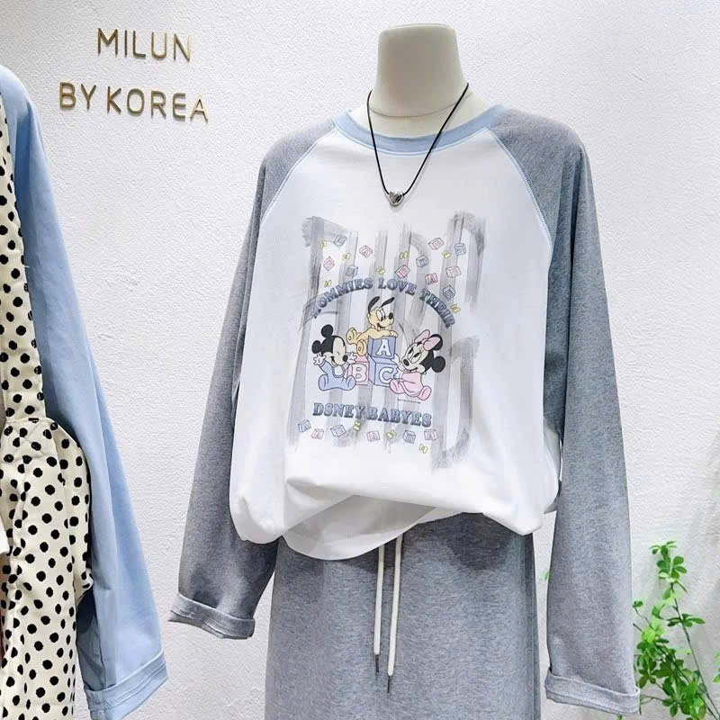 Áo thun nữ tay dài phối màu Vintage in hình JULY FASHION, Áo thun dài tay nữ dáng rông thun xượt mỏng nhẹ phu hợp 4 mùa
