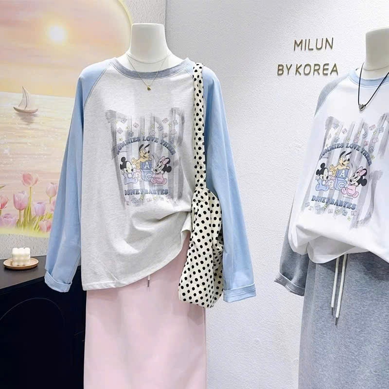 Áo thun nữ tay dài phối màu Vintage in hình JULY FASHION, Áo thun dài tay nữ dáng rông thun xượt mỏng nhẹ phu hợp 4 mùa