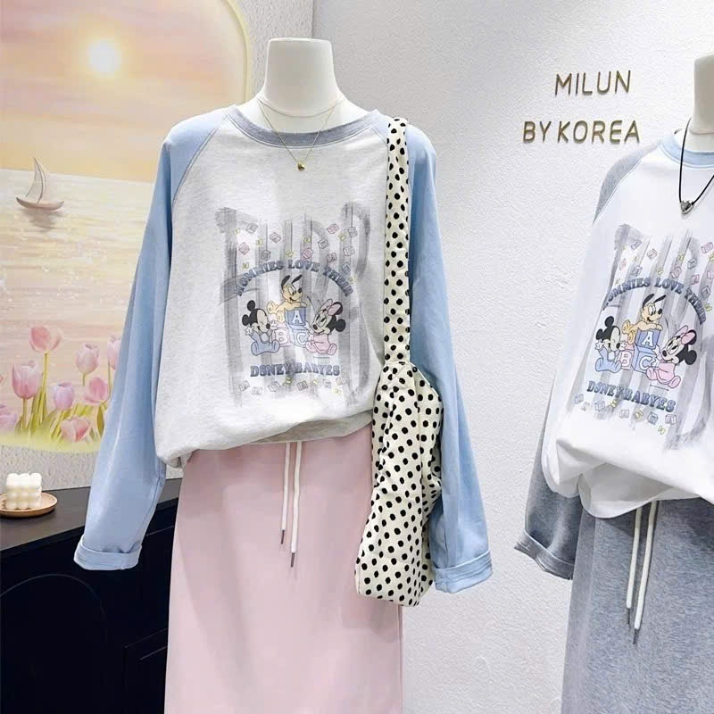 Áo thun nữ tay dài phối màu Vintage in hình JULY FASHION, Áo thun dài tay nữ dáng rông thun xượt mỏng nhẹ phu hợp 4 mùa