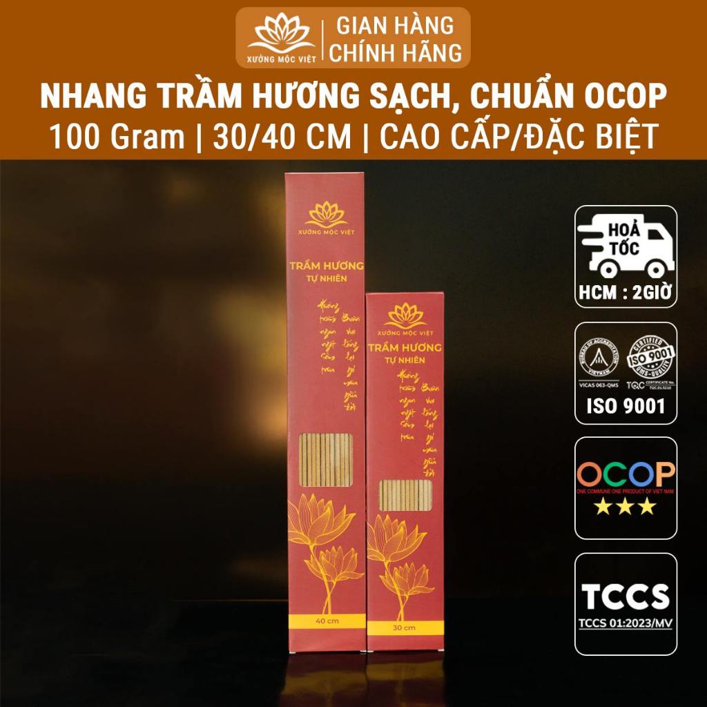 Ảnh Nhang trầm hương cao cấp [100gr] sạch chuẩn sản phẩm OCOP, ISO 9001 - Xưởng Mộc Việt 1