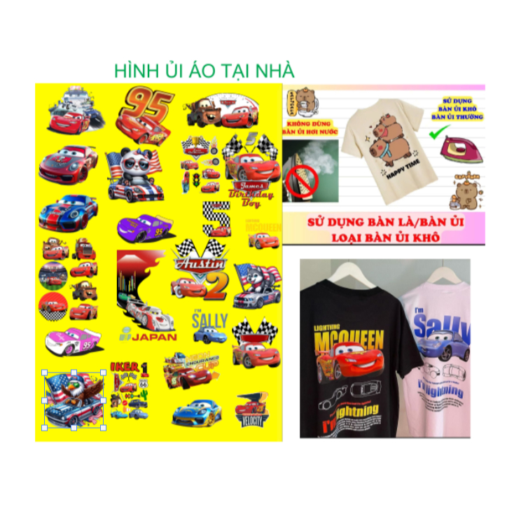 Hình in ủi áo-Hình XE ủi áo em bé cute-ủi trực tiếp lên áo tại nhà bằng bàn là bàn ủi