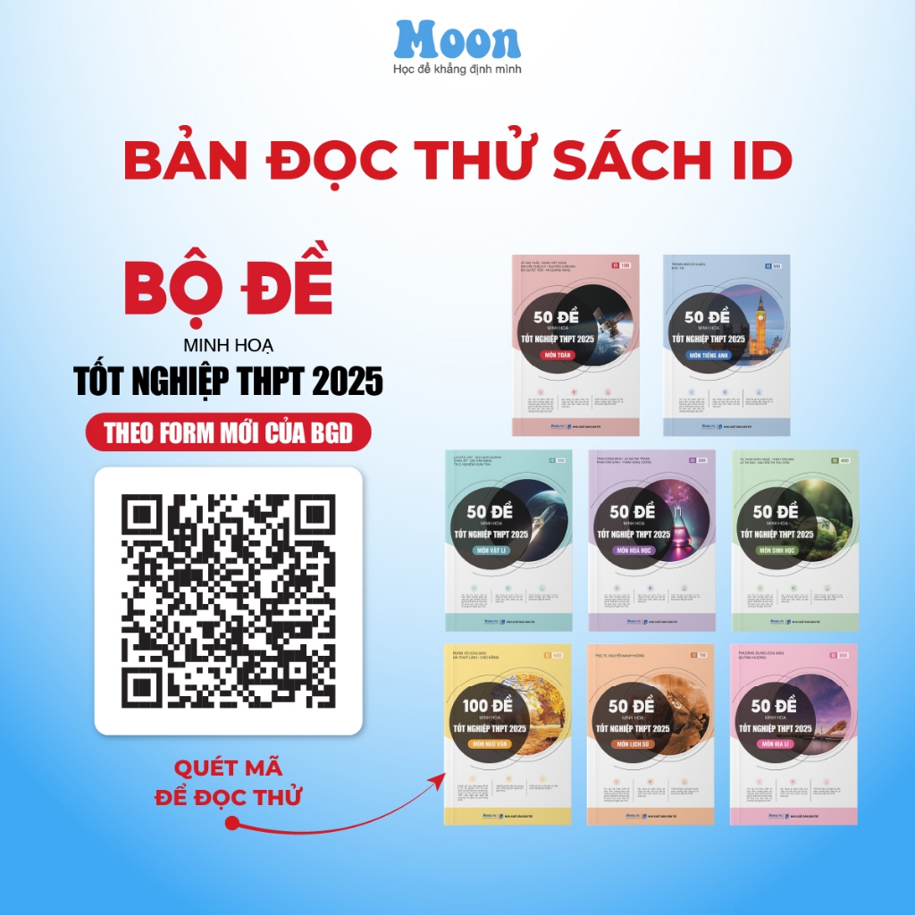 Ảnh Combo 3 sách bộ đề minh họa khối A ôn luyện thi THPTQG 2025 Môn Toán, Lý, Hóa Moonbook | Sách ID 1