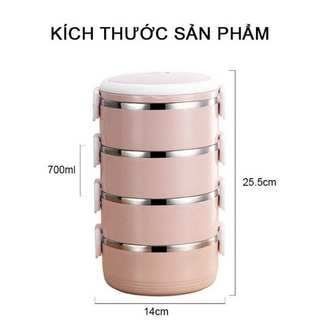 Hộp cơm lúa mạch 4 tầng giữ nhiệt đồ ăn,Hộp đựng cơm