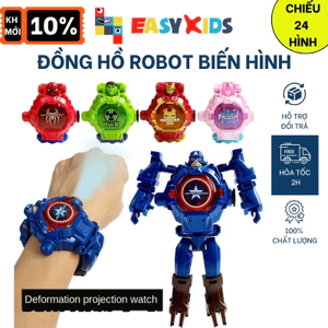 Đồng hồ siêu nhân biến hình robot có chiếu hình spiderman ironman batman hulk kuromi…cho bé trai gái
