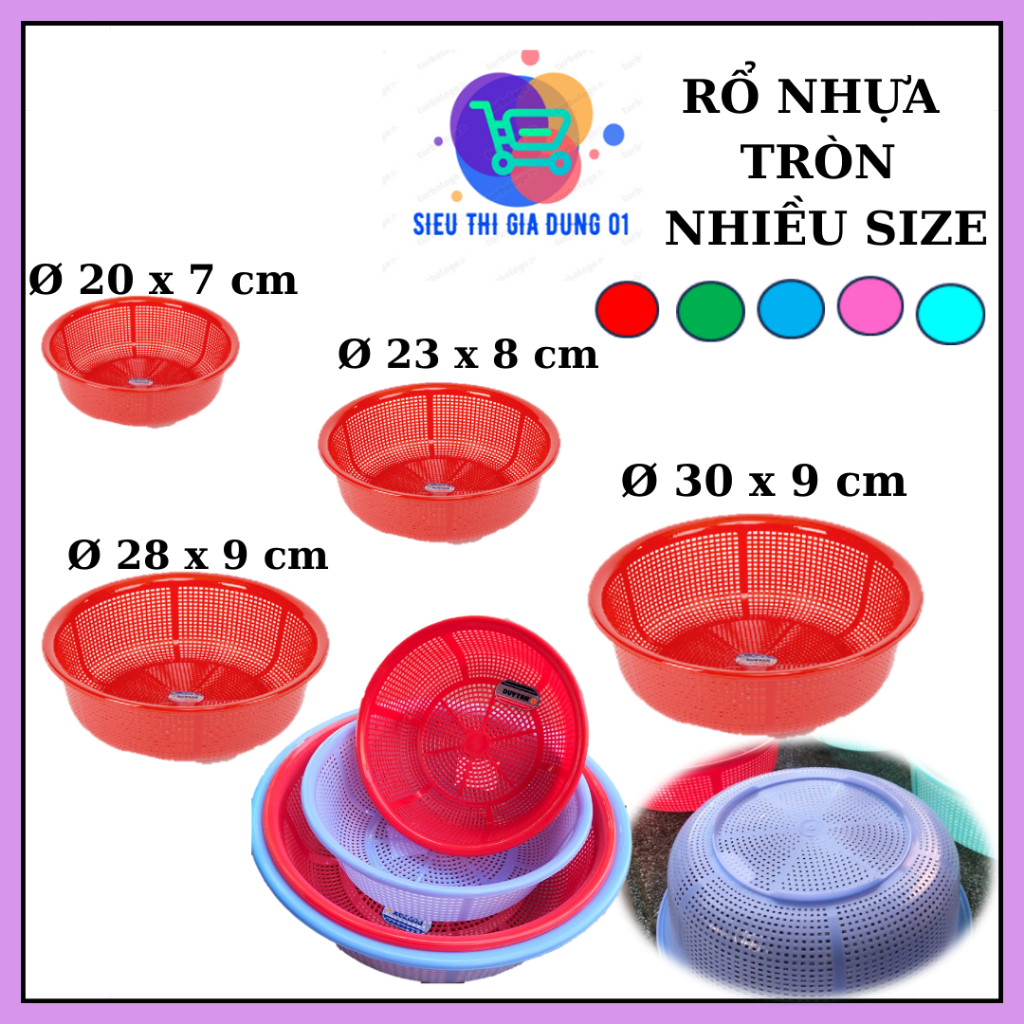 Rổ nhựa tròn Duy Tân, rổ nhựa lỗ nhỏ đủ size, Rổ đựng rau lẩu, rổ đựng ...