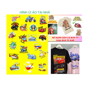 Hình in ủi nhiệt-Hình xe ủi áo bé trai cute-hình ủi trực tiếp lên áo tại nhà bằng bàn ủi