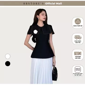 BBSTORE’S Áo Kiểu Công Sở Nữ Peplum Cổ Cape Viền Chỉ Tiểu Thư Sang Trọng Sang Chảnh - A2186