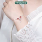 Vòng tay bạc nữ TLEE bạc 925 mix hạt đá đôi phong thủy Tự Nhiên và charm bi bóng treo nơ xinh xắn TLEE JEWELRY LT0231 — ảnh 3