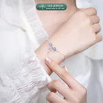 Vòng tay bạc nữ TLEE bạc 925 mix hạt đá đôi phong thủy Tự Nhiên và charm bi bóng treo nơ xinh xắn TLEE JEWELRY LT0231 — ảnh 2