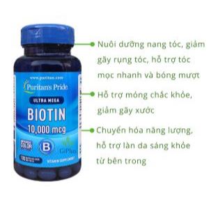 Viên uống giúp mọc tóc, giảm rụng tóc Puritan's Pride Ultra Mega Biotin 10000 mcg 50 viên - 100 viên của Mỹ