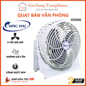 Quạt để bàn văn phòng cắm điện mini Chinghai HD606 9 inch , hộp tản để giường nhỏ gọn , công suất 24W không ồn