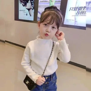 Áo Thun Dài Tay Nhung Hai Mặt Cổ Lọ Mùa Thu Đông Cho Bé Gái, Trẻ Em 8-27kg (1-8 tuổi)
