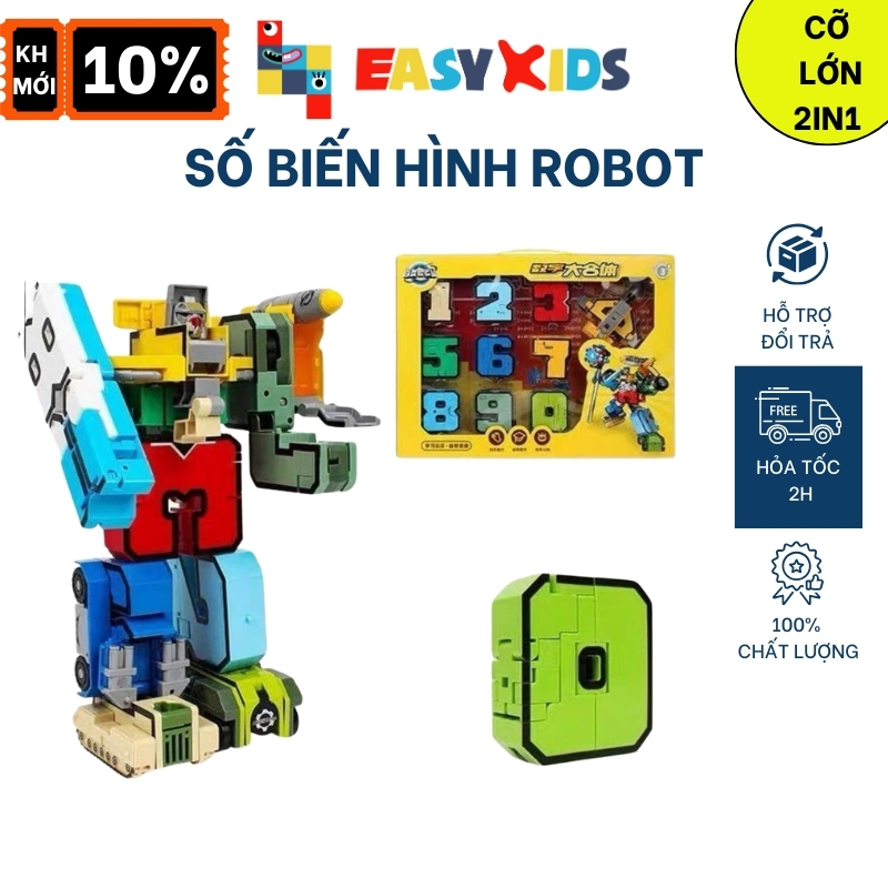Đồ Chơi Lắp Ráp Số Biến Hình Robot, Bộ Số Robot Biến Hình Loại To