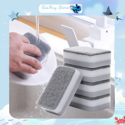 Combo 10 Miếng Bọt Biển Rửa Chén Hai Mặt Đa Chức Năng Dùng Trong Nhà Bếp