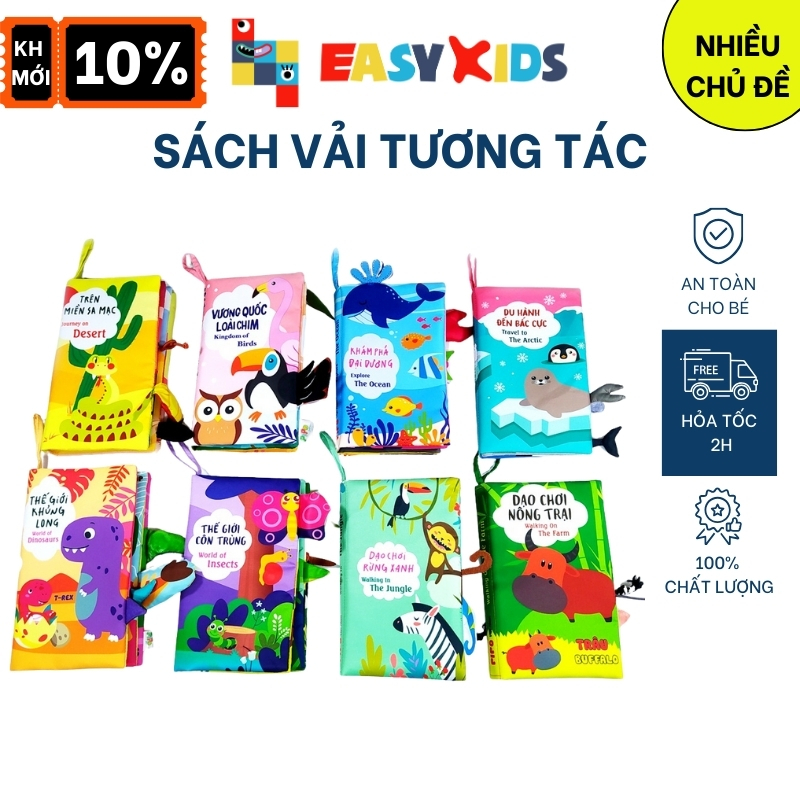 Sách Vải Tương Tác Cho Bé Đoán Đuôi Con Vật Nhiều Chủ Đề