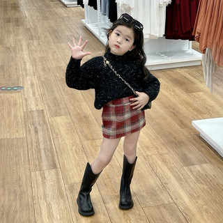 Chân váy bé gái BATALA KIDS, CHÂN VÁY DẠ KẺ ĐỎ/NÂU cho bé gái kiểu chữ A dễ thương cho bé 10-25kg.