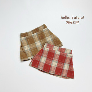Chân váy bé gái BATALA KIDS, CHÂN VÁY DẠ KẺ ĐỎ/NÂU cho bé gái kiểu chữ A dễ thương cho bé 10-25kg.