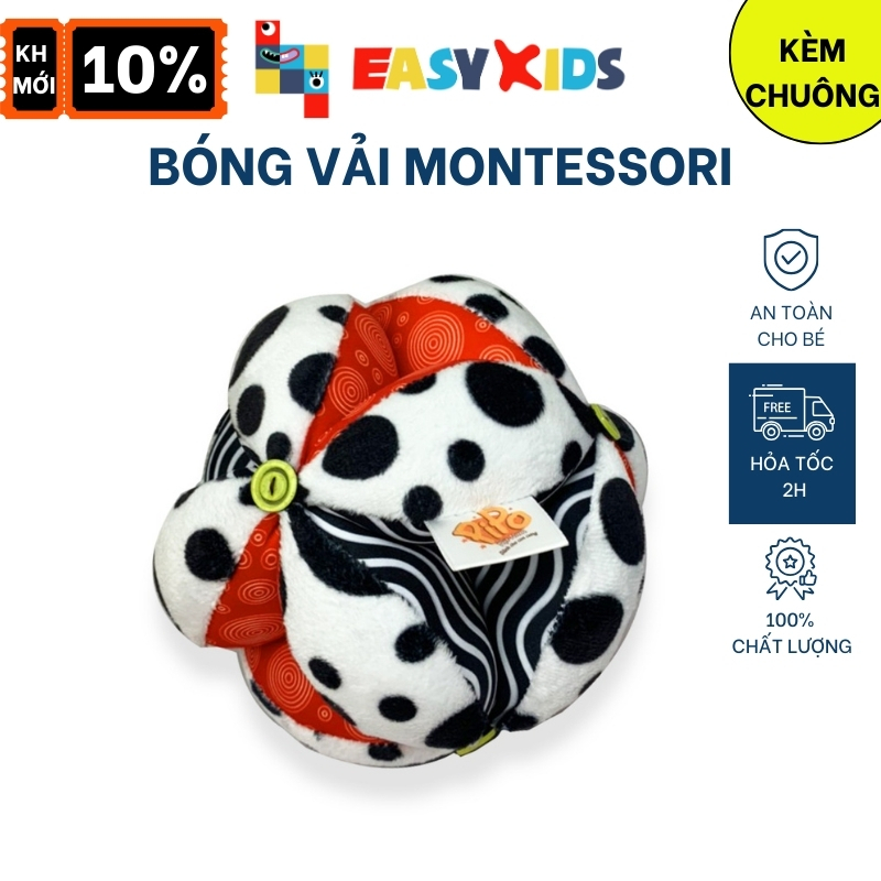 Bóng Vải Cho Bé Sơ Sinh Montessori Polka Dots Hỗ Trợ Luyện Chân, Kích Thích Thị Giác