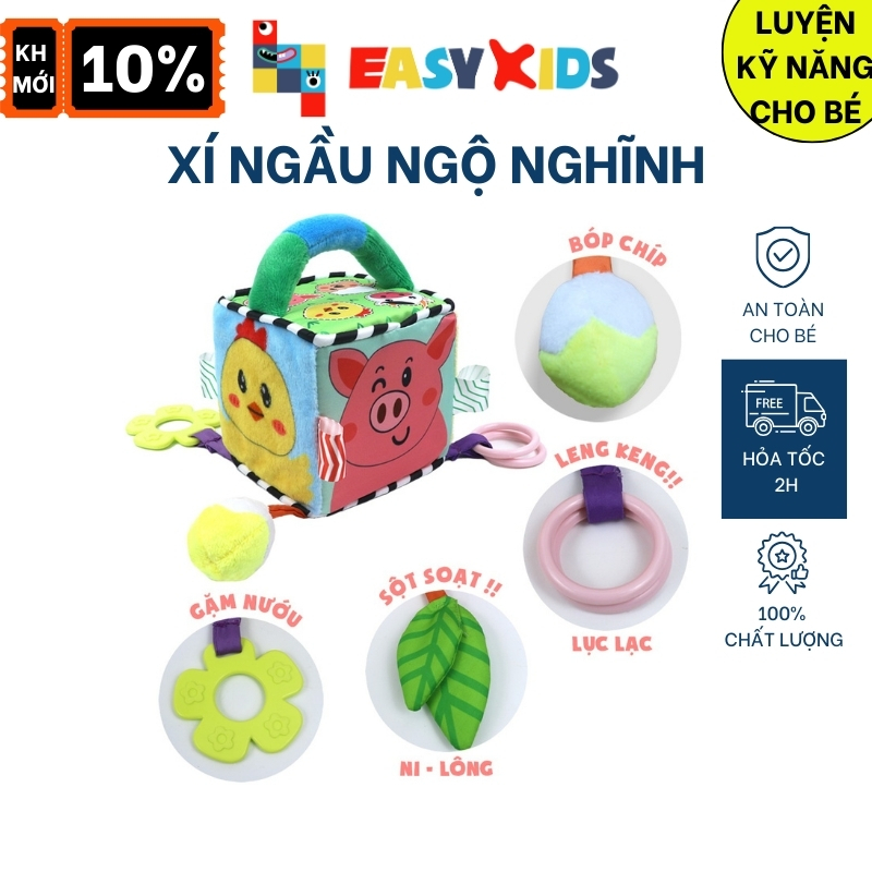 Đồ Chơi Montessori Khối Xúc Xắc Vải Luyện Kỹ Năng Nhiều Chủ Đề