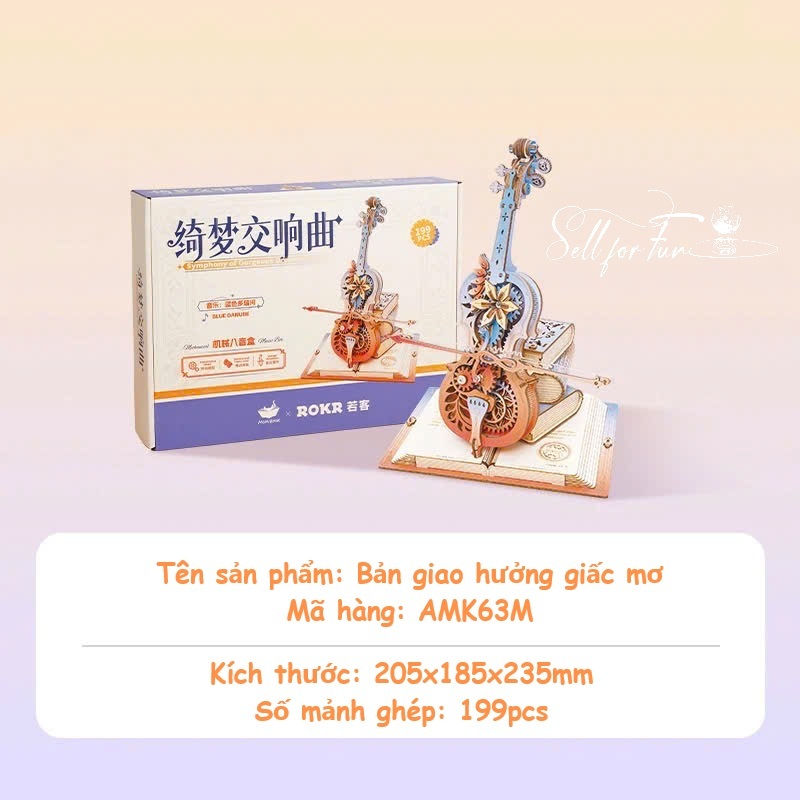 Đồ Chơi Lắp Ráp Mô Hình Gỗ 3D ROBOTIME ROKR Hộp Nhạc Gỗ Magic Cello AMK63 AMK63M