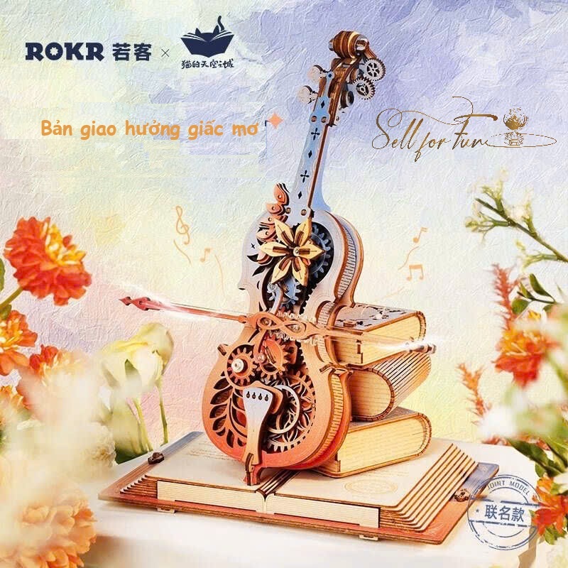 Đồ Chơi Lắp Ráp Mô Hình Gỗ 3D ROBOTIME ROKR Hộp Nhạc Gỗ Magic Cello AMK63 AMK63M