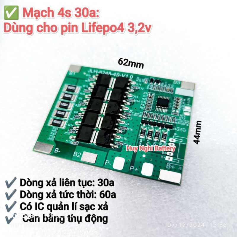 Mạch 4s 30a Dùng Cho Pin Lifepo4 3,2v / IC Quản Lý Sạc Xả / Cân Bằng ...