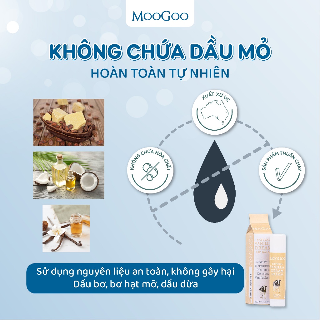 Ảnh Son dưỡng thuần chay làm mềm và dưỡng ẩm môi MooGoo Úc cho trẻ em, da nhạy cảm 4