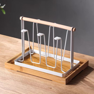 (SẴN) Giá úp cốc kèm khay gỗ tre, giá úp ly kèm khay gỗ tiện lợi - Khay bình cốc sang trọng