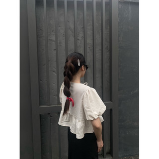 BEE TOP | Áo babydoll tay bồng phối nơ chất linen phong cách tiểu thư, nhẹ nhàng (tặng kèm áo quây)