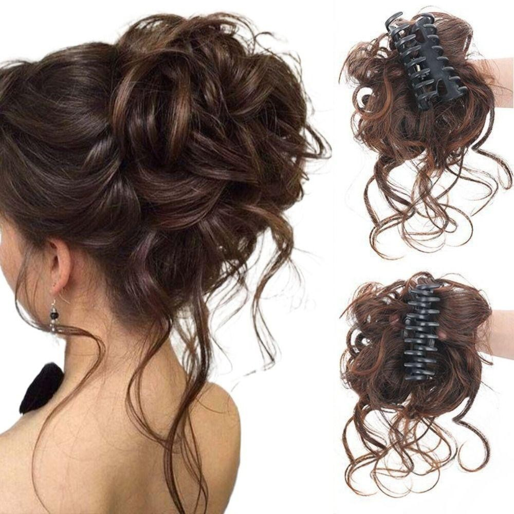 Tóc Tổng Hợp Bun Xoăn kiểu đuôi ngựa có Kẹp Tóc Co Giãn Shopee