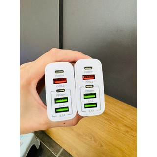 SIÊU HOT Cốc Sạc Nhanh Travel Charger 120W GaN 5-Port Fast Charger Set ( 3 USB + 2 Type C) phukienmk10