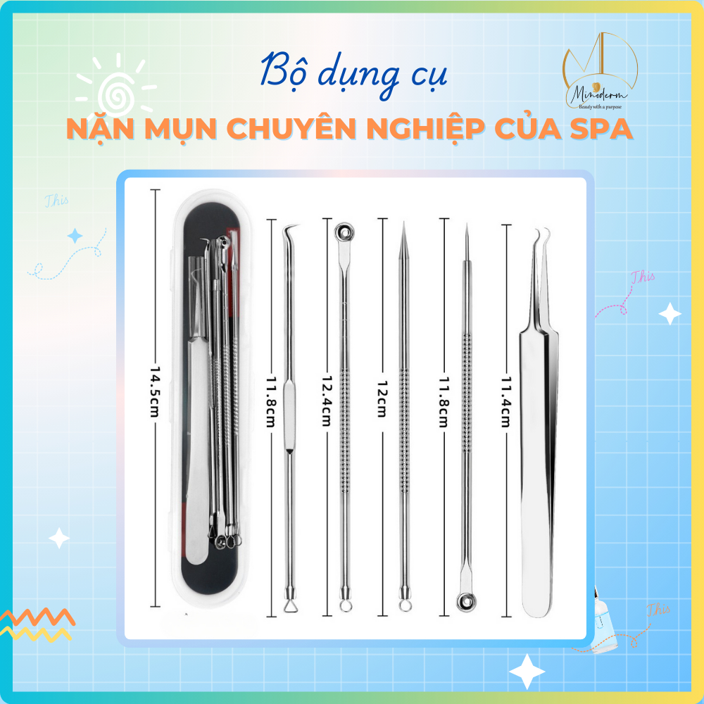 Ảnh Bộ dụng cụ nặn mụn MINODERM lấy nhân mụn trứng cá, chất liệu cao cấp, siêu nhọn 12mm 3