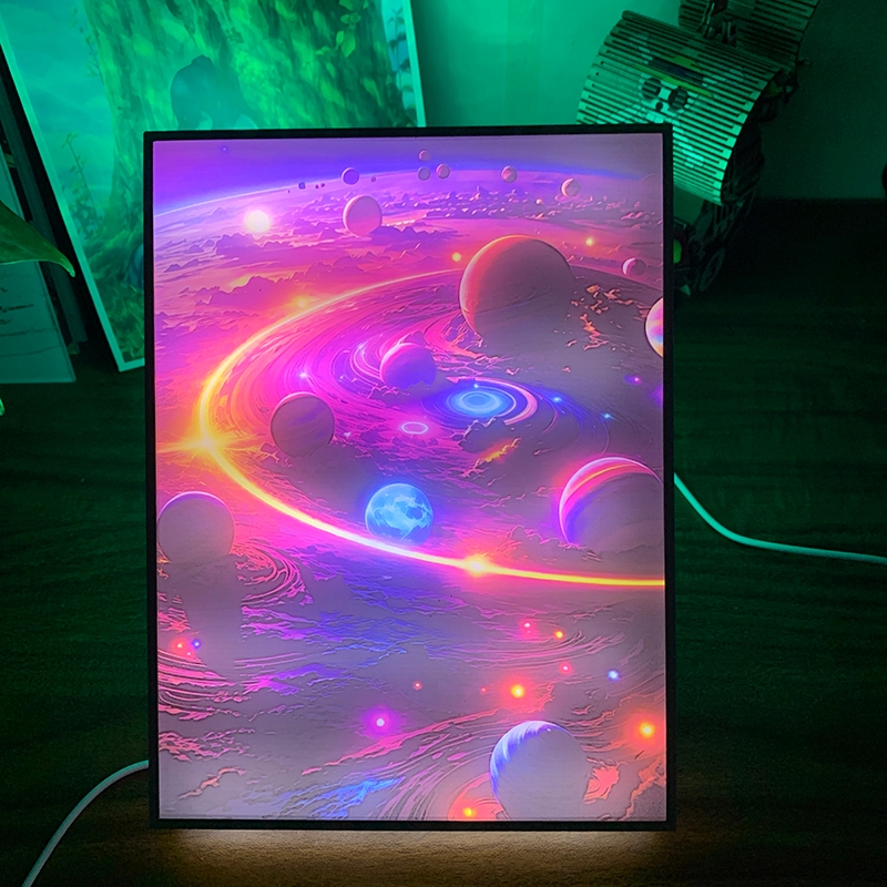 Tranh đèn led 3D Phong cảnh Vũ trụ  - Tranh đèn led 3Dlàm quà tặng, trang trí bàn làm việc, đèn ngủ