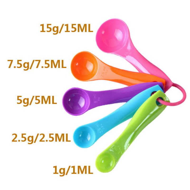 Bộ Thìa Đong, Muỗng Đo Lường 5 Món KooBee Nhựa PP An Toàn – Định Lượng Bột, Sữa, Gia Vị, Làm Đồ Ăn Dặm Cho Bé