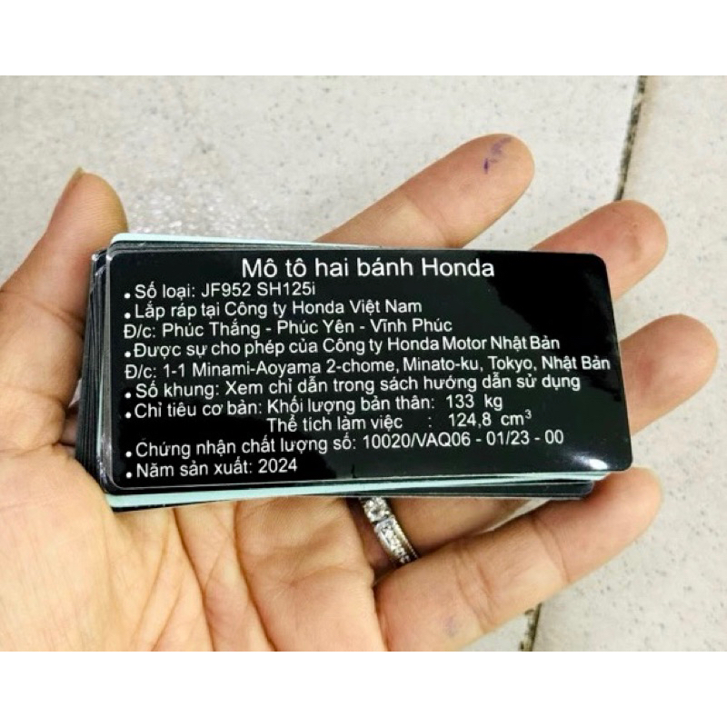 Tem thông số Sh125i (2022,2023,2024) zin chuẩn hãng