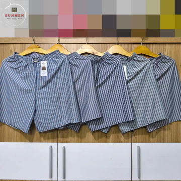 [SIÊU RẺ] Quần Đùi Nam Kẻ Sọc Trắng Thun Co Giãn Có Túi Sau Mặc Ngủ,Mặc Nhà Thoáng Mát Size 45-90kg