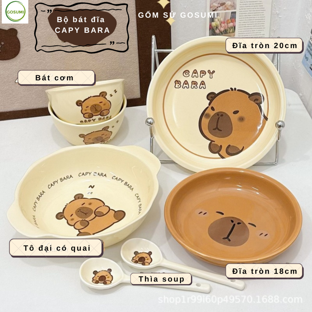 Bán Lẻ Bộ Bát Đĩa Gấu Capy Bara Dễ Thương GOSUMI An Toàn Cho Lò Vi Sóng ...