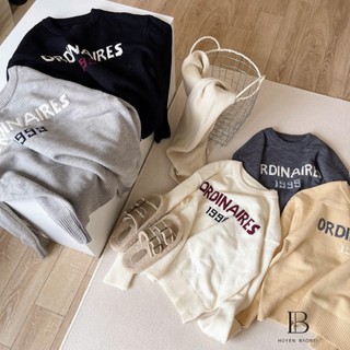 Áo Len Dài Tay Ordinaires Sweater Nữ Họa Tiết Chữ Basic Xinh Xắn QCCC Cao Cấp