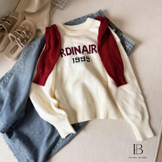 Áo Len Dài Tay Ordinaires Sweater Nữ Họa Tiết Chữ Basic Xinh Xắn QCCC Cao Cấp