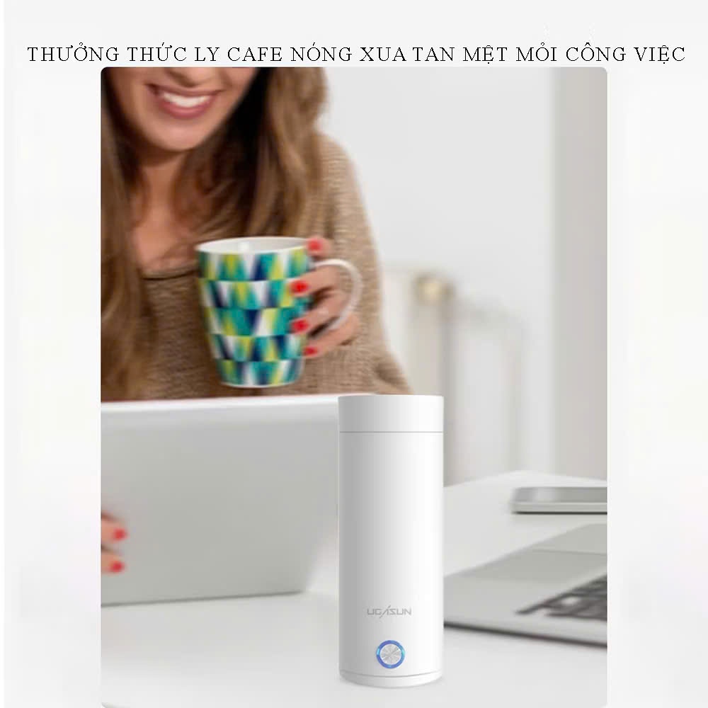 Bình Đun Nước Siêu Tốc Mini Cầm Tay UGASUN, Bình Nước Giữ Nhiệt Nhỏ Gọn, Inox 304, Dung Tích 400ml.