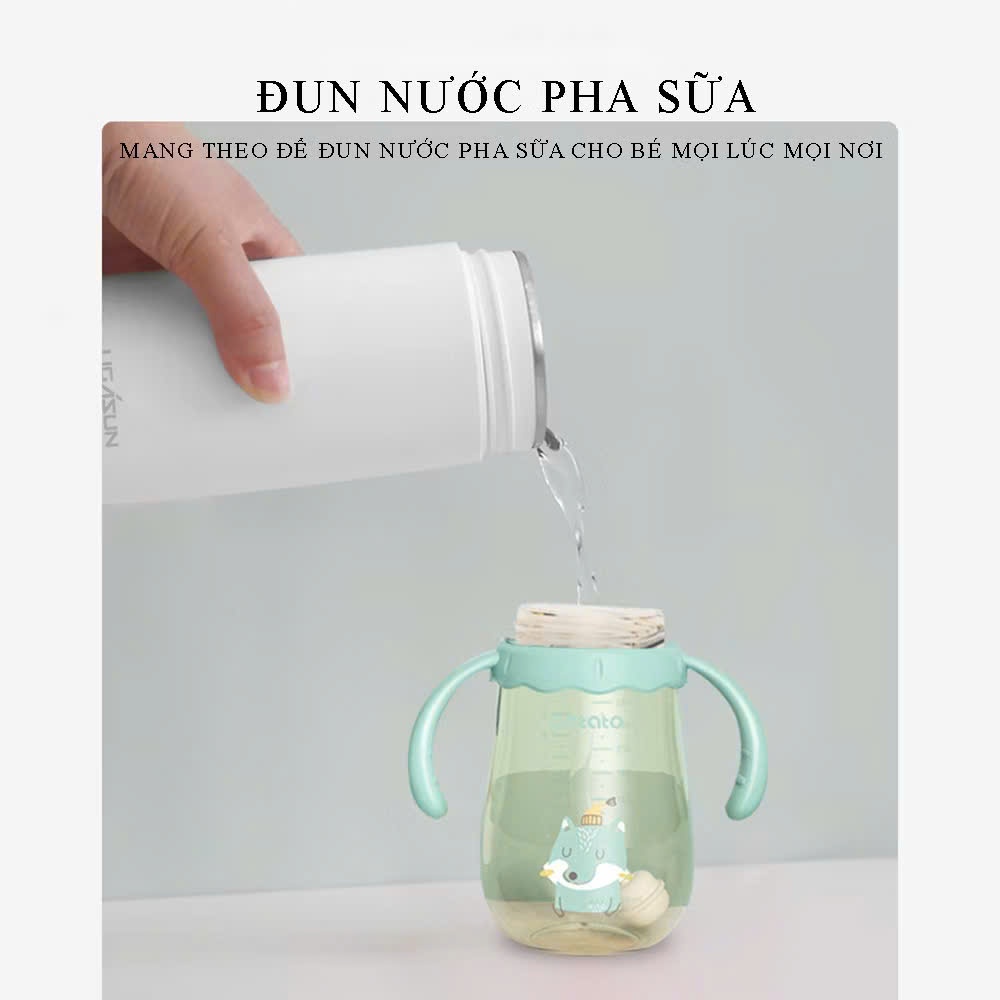 Bình Đun Nước Siêu Tốc Mini Cầm Tay UGASUN, Bình Nước Giữ Nhiệt Nhỏ Gọn, Inox 304, Dung Tích 400ml.