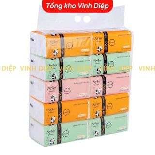 Giấy ăn gấu trúc Mylan, Bịch 10 gói rút 3 màu cao cấp, mềm mịn, an toàn