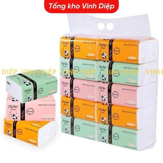 Giấy ăn gấu trúc Mylan, Bịch 10 gói rút 3 màu cao cấp, mềm mịn, an toàn