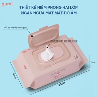 Thùng 5 gói khăn ướt GUMI không CỒN không PARABENS cao cấp dành cho em bé, cực kì an toàn
