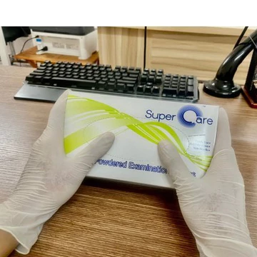 Hộp 100 cái Găng tay SUPER CARE Latex Có Bột Găng tay y tế Cao cấp Thái Lan Găng tay dùng trong nha khoa,thăm khám,spa,
