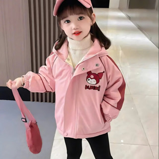 [ 8-45 KG ] Áo khoác gió lót lông Kuromi chất vải tráng bạc cản nước, chống gió lót lông dày dặn ( có vạt che khóa).