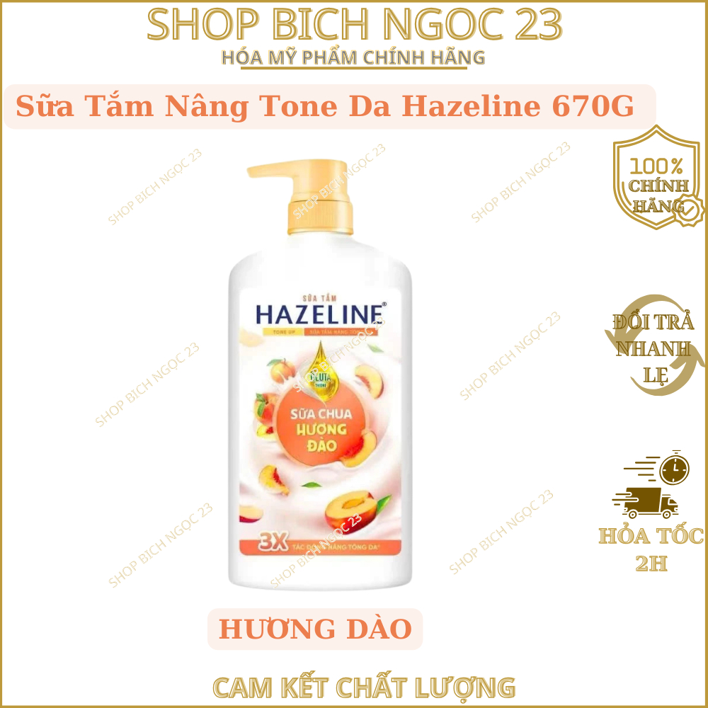 Sữa Tắm Nâng Tone Da Hazeline Sữa Chua Hương Đào, Hương Linh Lan 670G