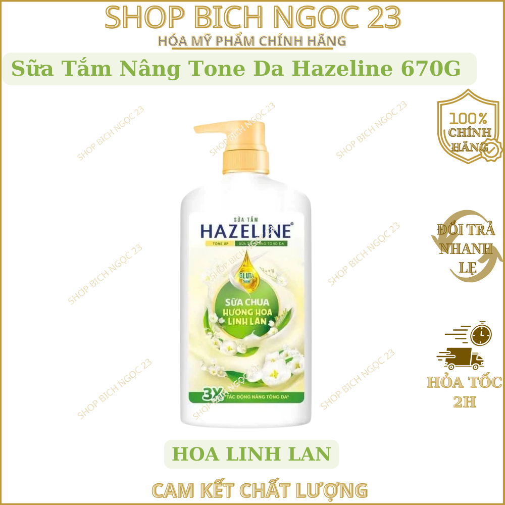 Sữa Tắm Nâng Tone Da Hazeline Sữa Chua Hương Đào, Hương Linh Lan 670G