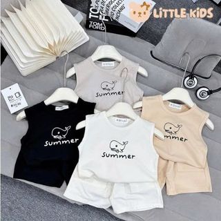 Combo 4 Bộ Ba Lỗ In Hình Cá Heo Siêu Dễ Thương,Chất Cotton Bozip Thoáng Mát Mền Mại Cho Các Bé Trai Bé Gái (6-25kg)