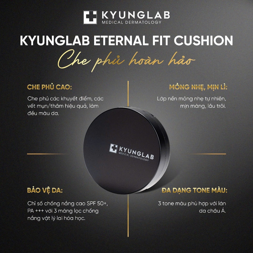Cushion KyungLab Eternal Fit lớp nền mịn lì mỏng nhẹ, che phủ khuyết điểm hoàn hảo 2024